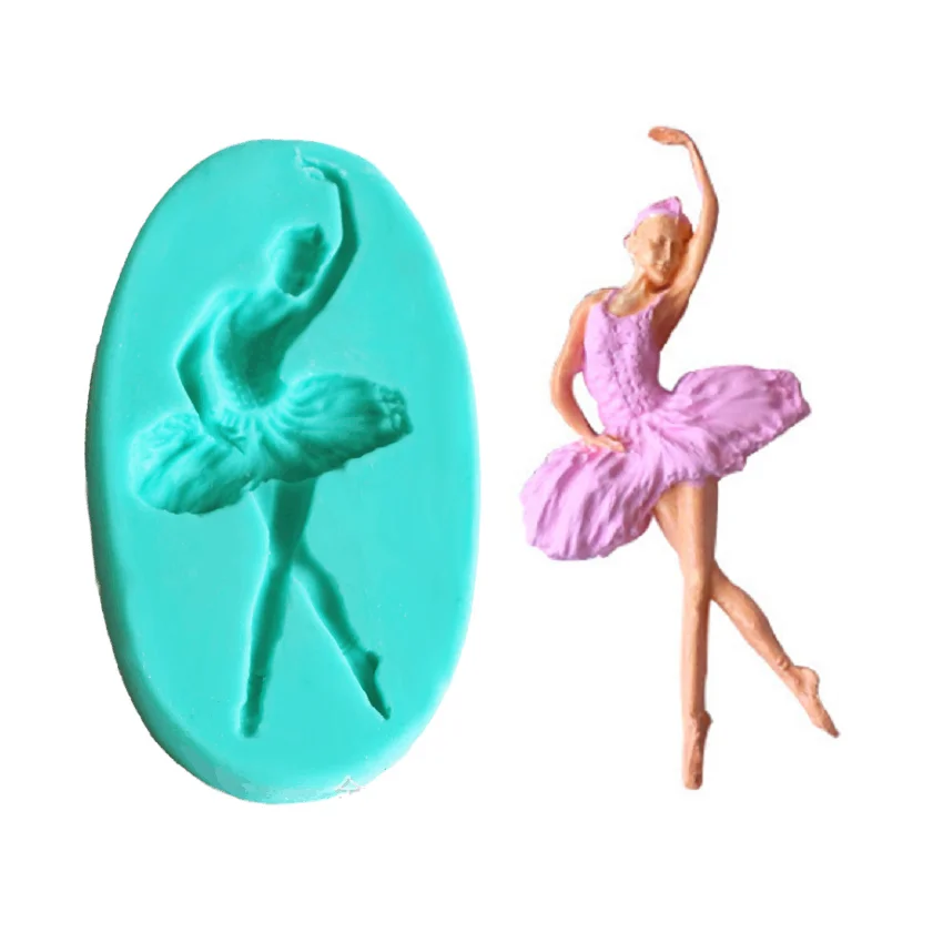 

Hot Sale Ballerina Girl Fondant Cake Mold for Chocolate Cake Decorating DIY Dancing Girl Shape Silicone Cake Tool Baking Dishes, Green