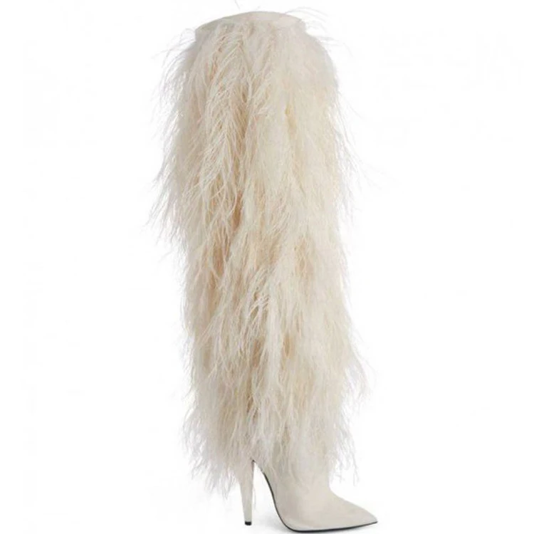 fur stiletto boots