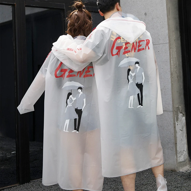 

Waterproof Long EVA Material Raincoat Translucent Rain Coat Adults Outdoor Plastic Rain coat With