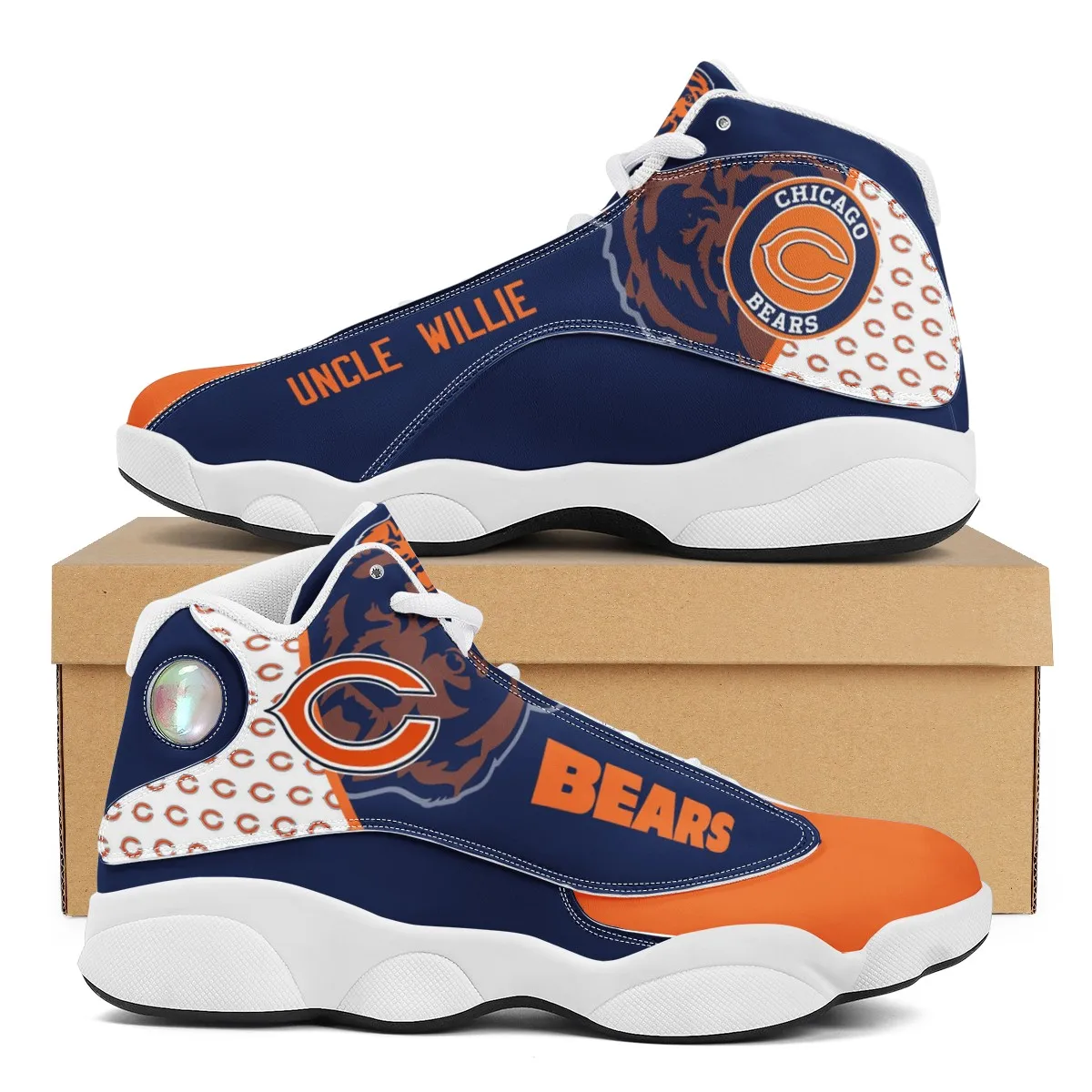 

Wholesale NFL Bears Custom Name Print Logo Design Sport Fashion Sport Sneakers Unisex Breathable Football Team Casual Shoes