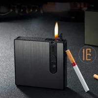 

Kuaigao KG-236N 16 Packs Slim Cigarette Case With Lighter Jet Flame Lighter USB Torch Lighter