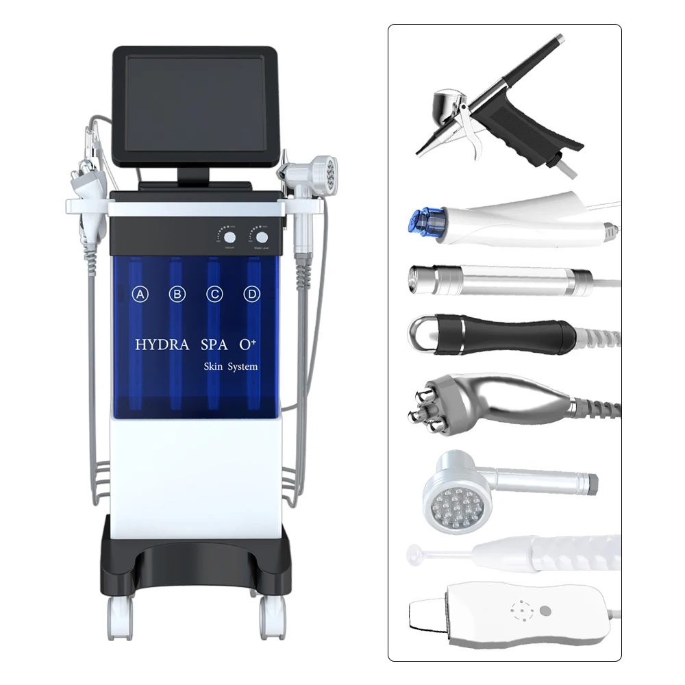 

10 in 1 Microdermabrasion Beauty Machine/ Diamond Dermabrasion Facial Device/Oxygen Jet Peel Hydrodermabrasion Equipment, Blue and white