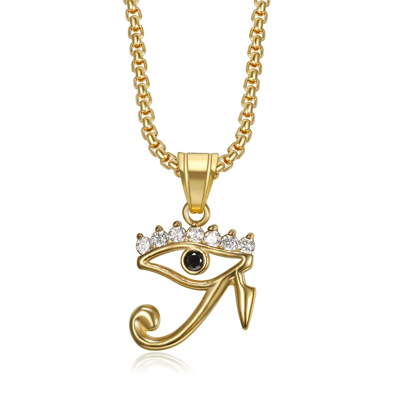 

Blues RTS fashion 316 stainless steel gold silver Eye of Horus pendant with crystal rhinestones