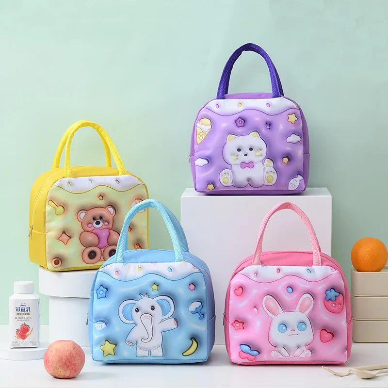 

3D cartoon Children's portable thermal bag Oxford cloth cute cartoon Student lunch box bag for kids