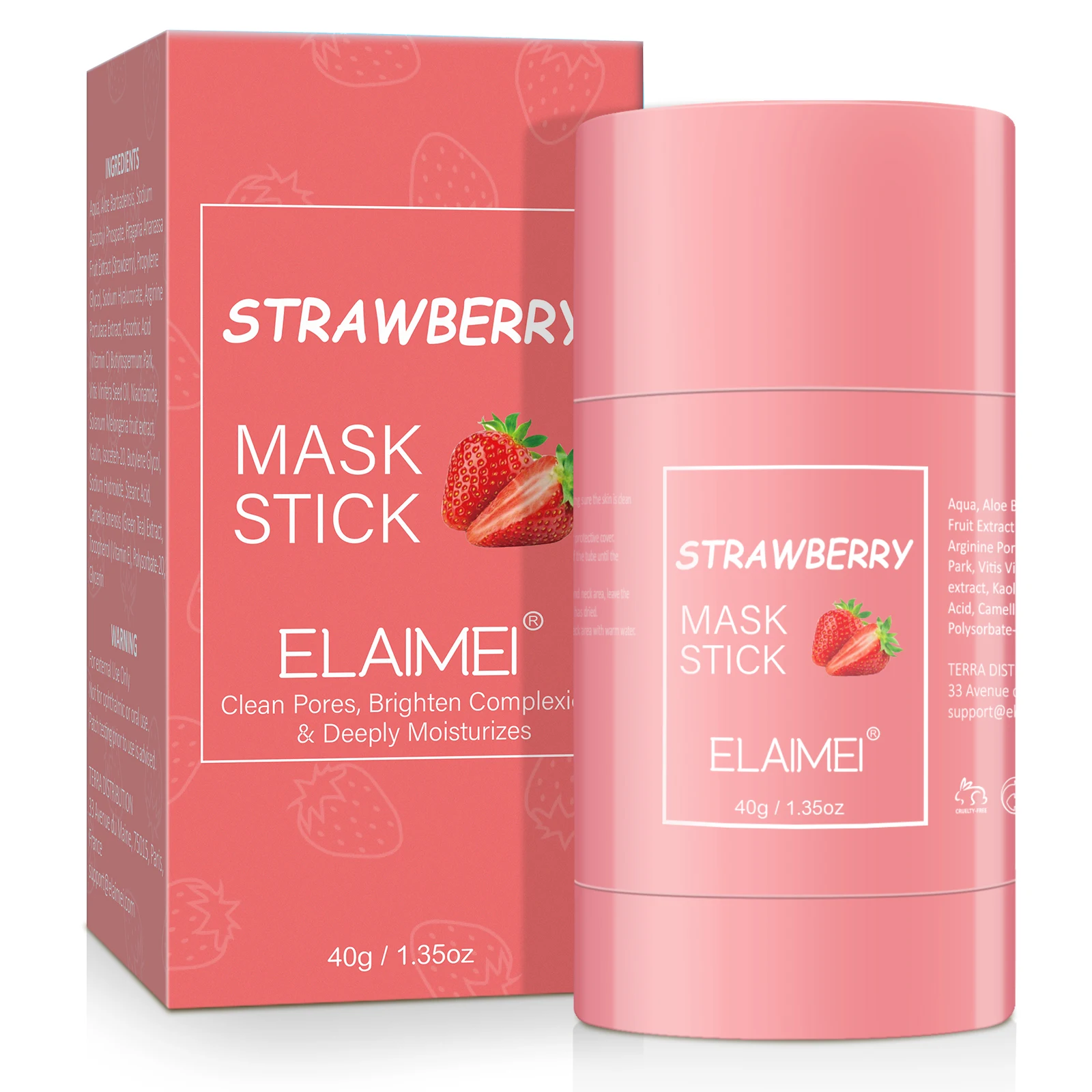

ELAIMEI Face Skin Care Cleansing Mask Purifying Clay Cream Facial Mud Vegan Fruit Strawberry Facial Mask Stick