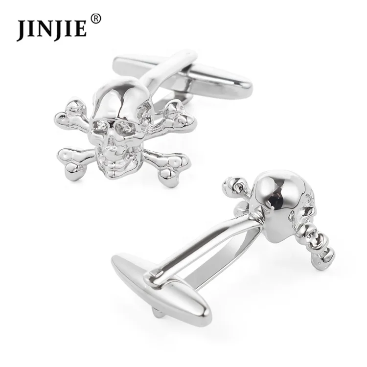 

Fashion cheap stock novelty design silver tone skull cufflinks for men