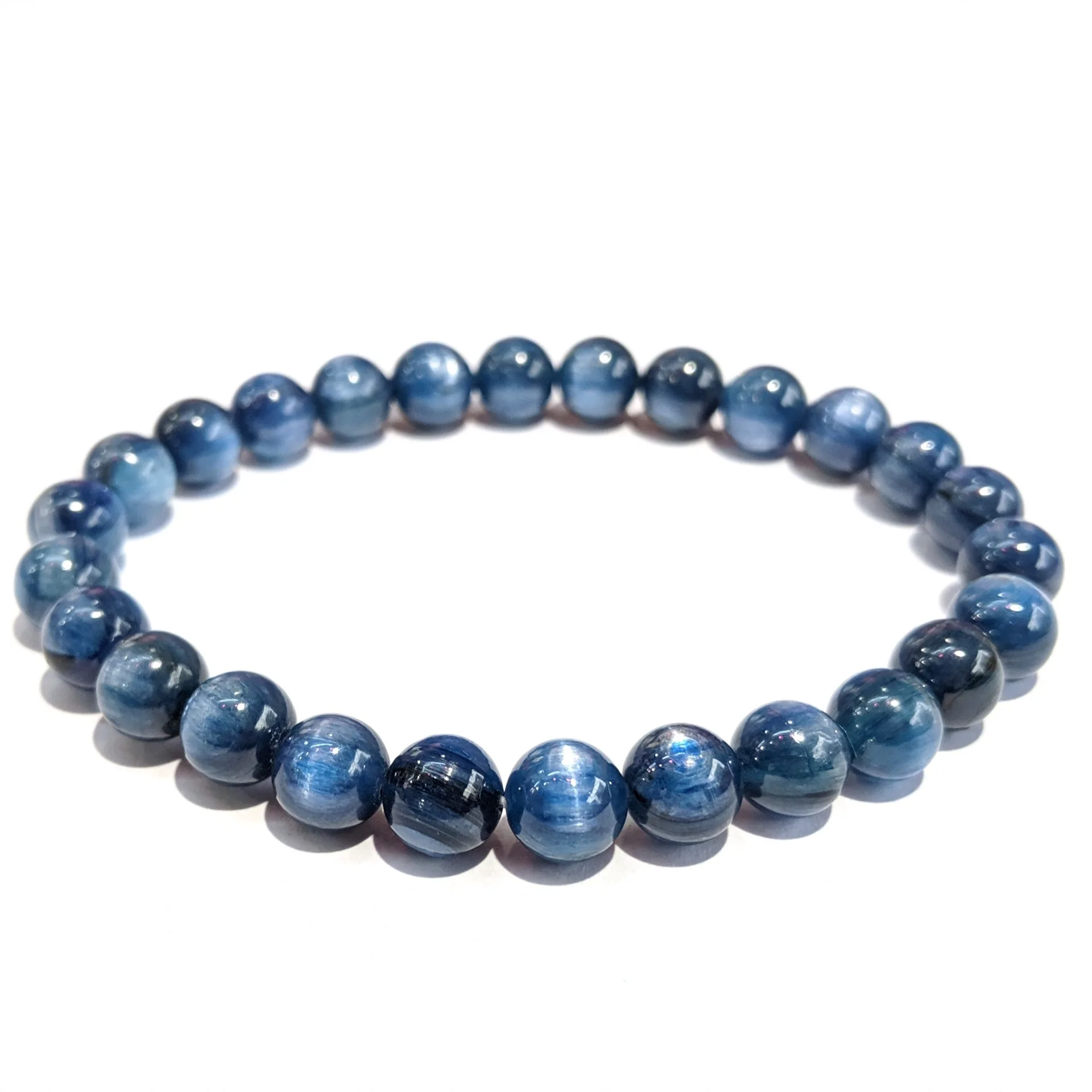 

Wholesale Natural 7 Chakra Healing Crystal Stone Bracelet,Simple Smooth Blue Kyanite Gemstone Beads Bracelet
