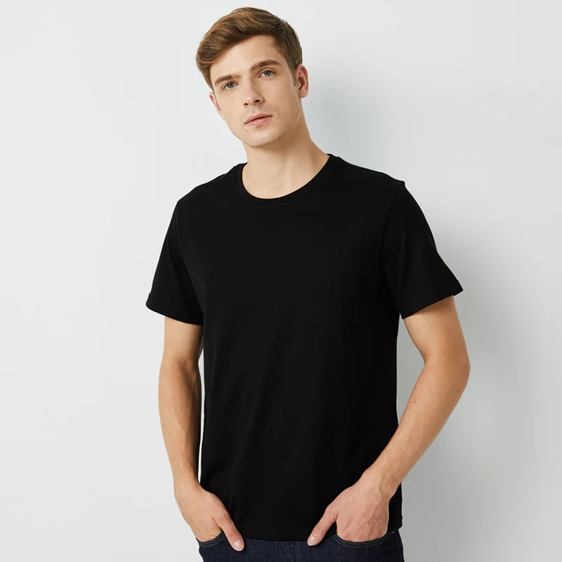 

Wholesale pima cotton eco-friendly promotional sport t shirts plain Adult Slim Fit T Black Pima Cotton Blank Fitted Men T-shirts
