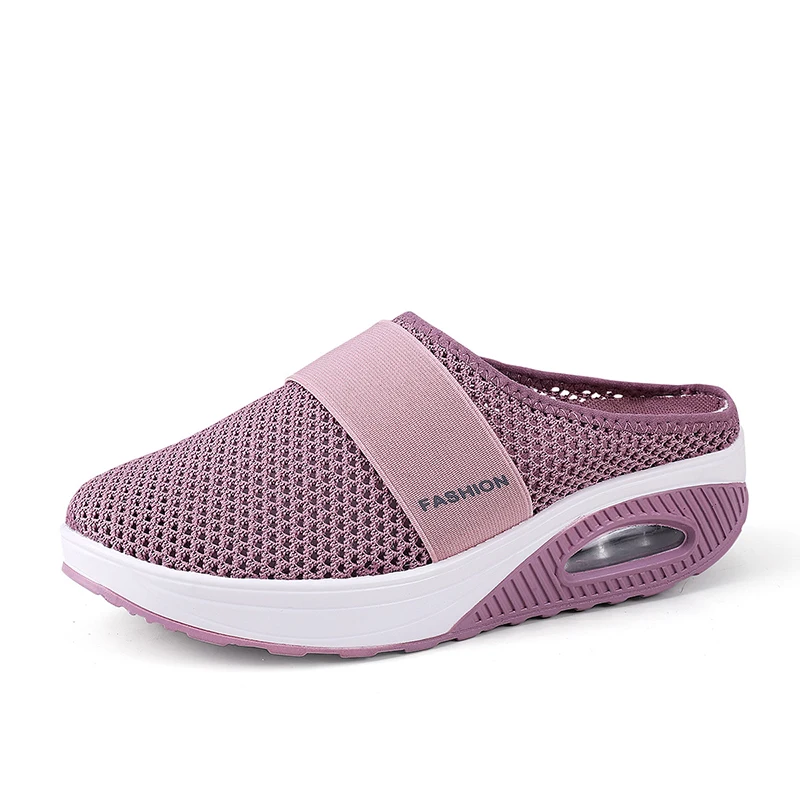 

1LX34 Women Trendy Sports Slippers Casual Style Knitted Fabric Wedges Sandals, As picture or custom