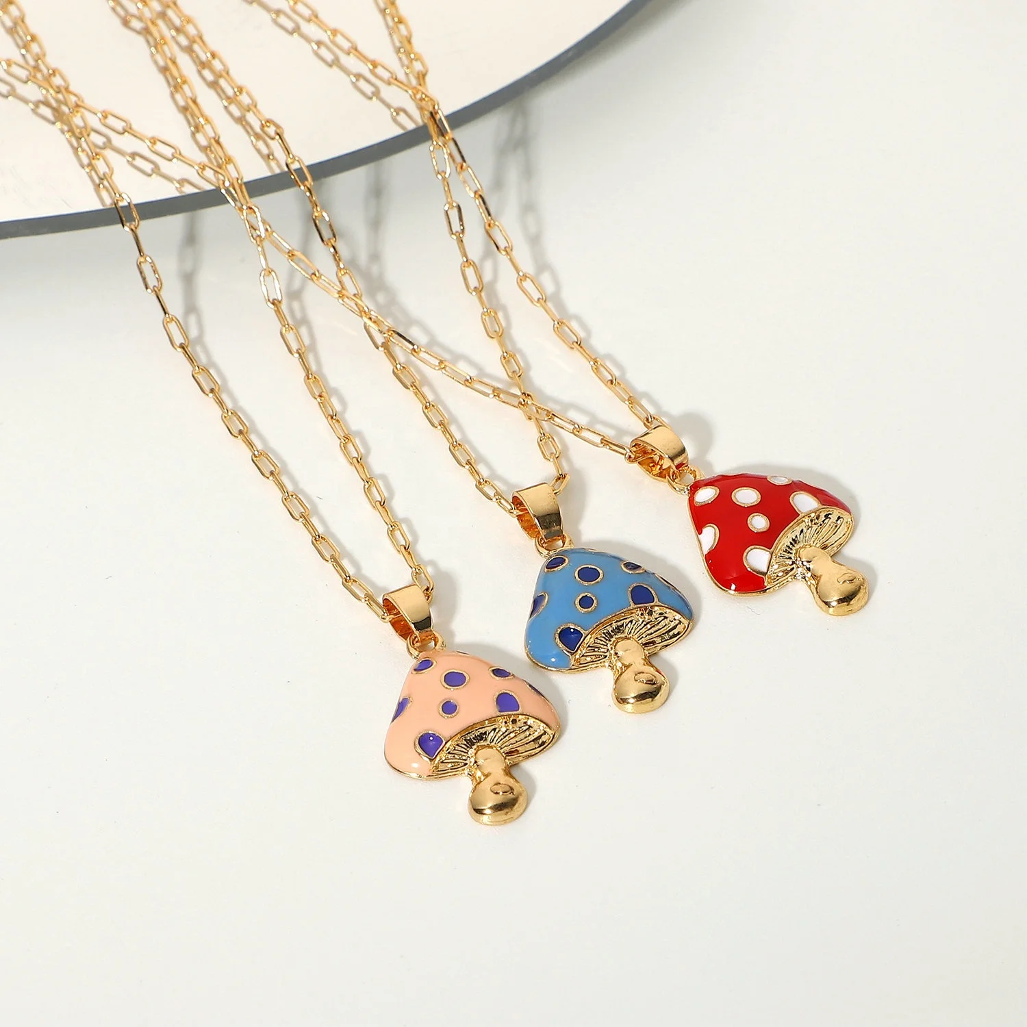 

NewHot Sale Cute Manufacturers Fashion Wholesale Accessory Alloy Plant Mushroom Necklace, Gold