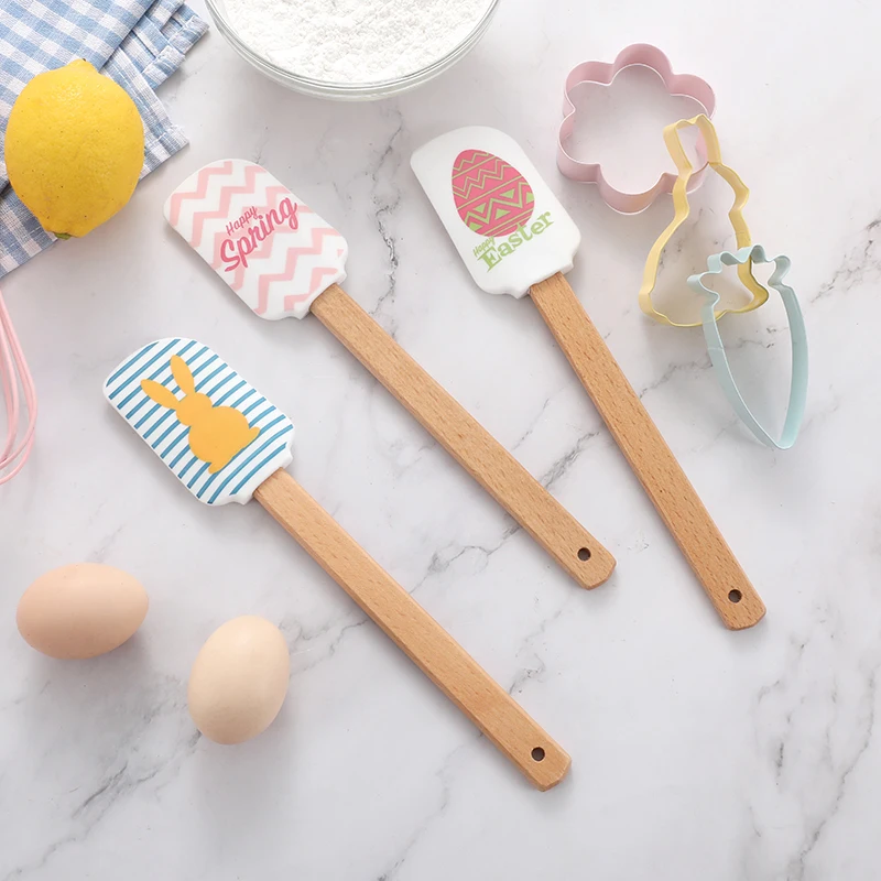 

Unique design in stock easter baking set spatula and cookie cutter set baking tool kitchen utensil set, As picture