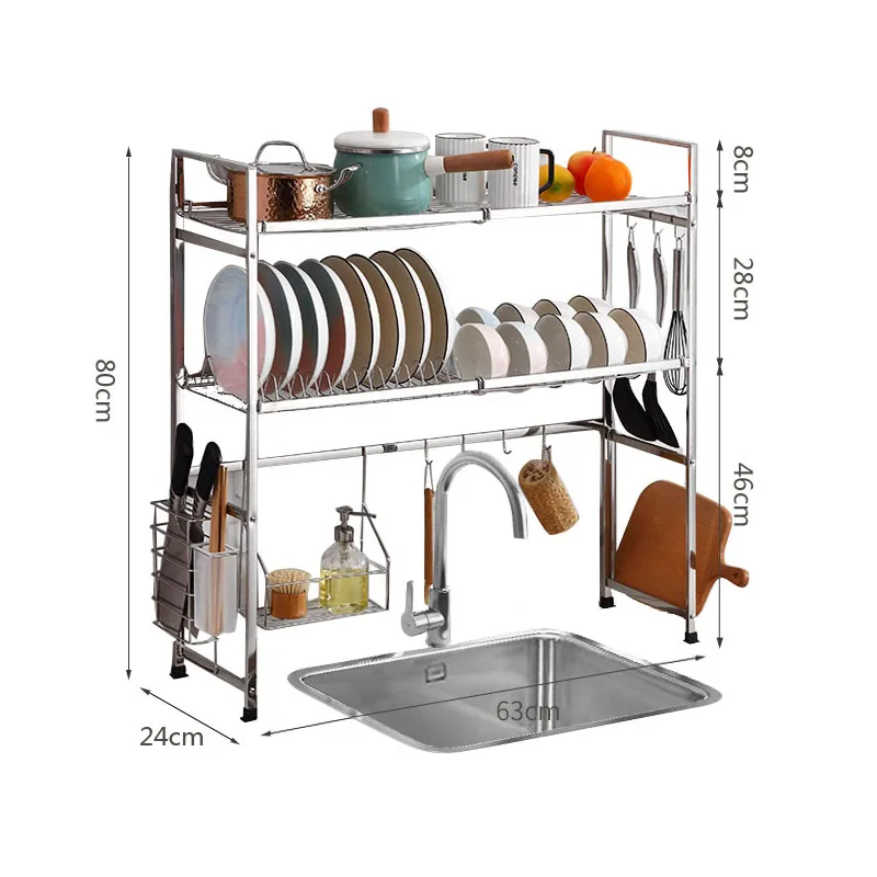 

Hot New Products Stainless Steel Multifunctional Kitchen Storage Sink Racks, Silver