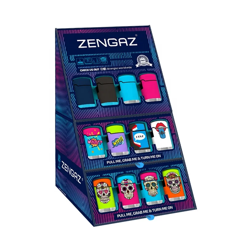 

ZENGAZ Trending CUBE POS Display Box Unique Cigarette Smoking Jet Torch Lighter