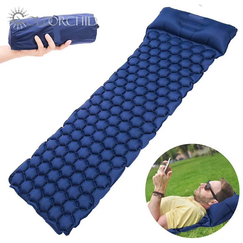 

Wholesale outdoor sleeping pad camping inflatable Air Bed, Light blue,blue,orange