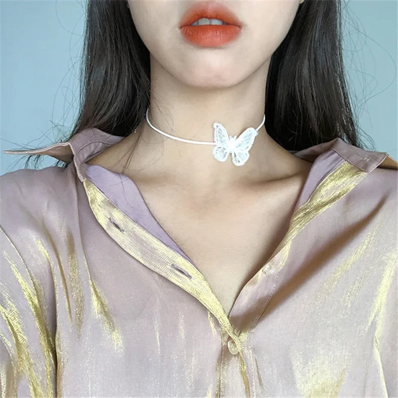 

Wholesale Price Korean Customized Cute Candy Color Long Chain Necklaces Alloy Butterfly Necklace And Earring Set Anklet