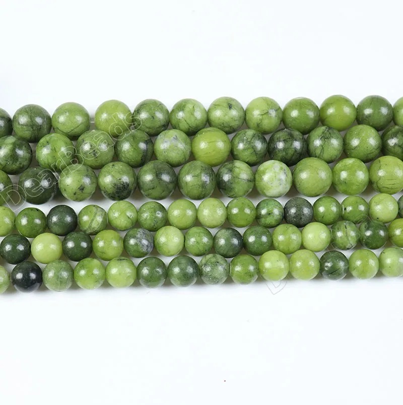 Wholesale Natural Green Canadian Jade Loose Bead Stand for Jewelry Making 4mm 6mm 8mm 10mm 12mm