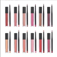 

12 Colors Custom Organic Lipliner Pencil and Matte Liquid Lipstick Set Matte High Quality Lip Liner Lipsticks Kit