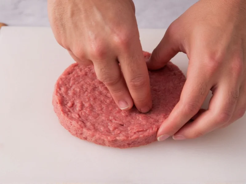 Hand shaping hamburger patties with dimple technique