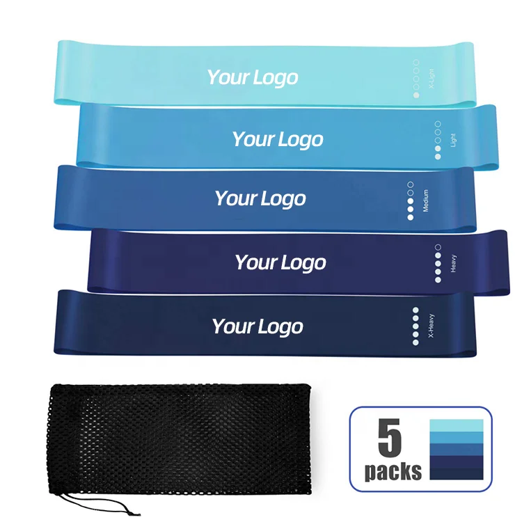 

Customized Logo Blue Series Mini Resistance Loop Band Set Exercise Fitness Latex Stretch Resistance Bands Workout, Blue set