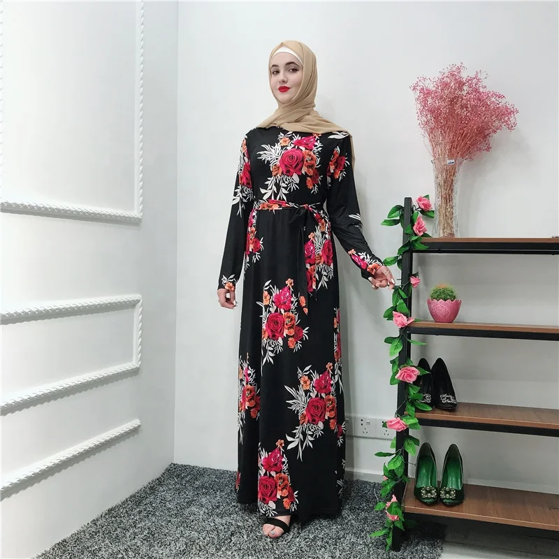

New Dubai Muslim Dress Women Islam African Saudi Arab Turkish Dresses Kaftan Caftan Islamic Clothing Floral Abaya Women, 1 color