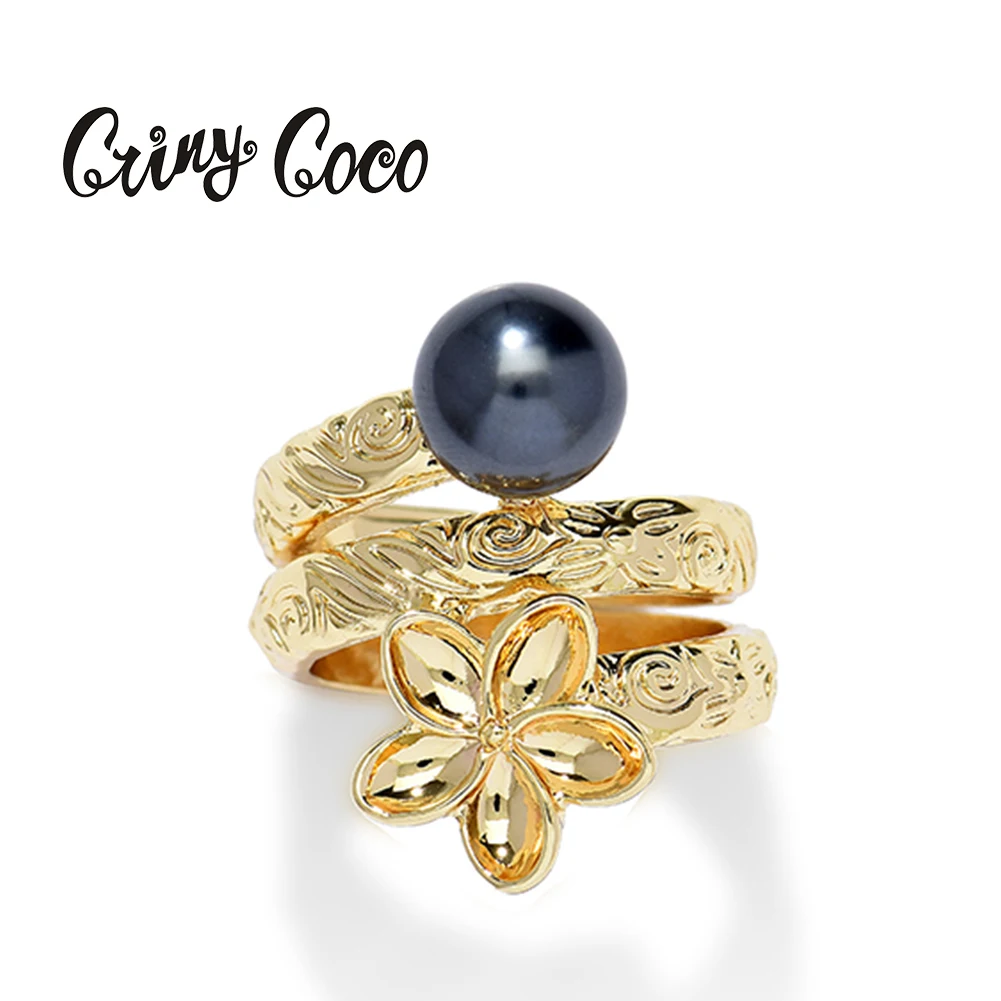 

Cring CoCo Fashion New Pearl Rings Gold Plated Polynesian Jewelry Samoan Hawaiian Jewelry Wholesale Rings Gifts, Gold color