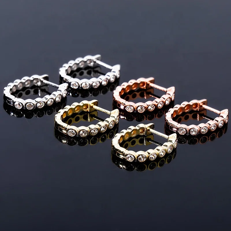 

2021 New Best Quality 925 Sterling Silver Iced Out Cubic Zirconia Circular Ring Earring Hip Hop Bling Fine Jewelry Elegant Gifts
