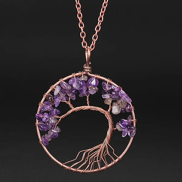 

Tree of life Chakra Jewelry Pendants natural 7 Chakra Crystal Gemstone Necklace, Natural color