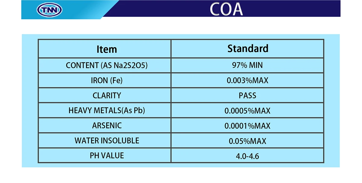 Food additives sodium pyrosulfite/sodium metabisulfite powder