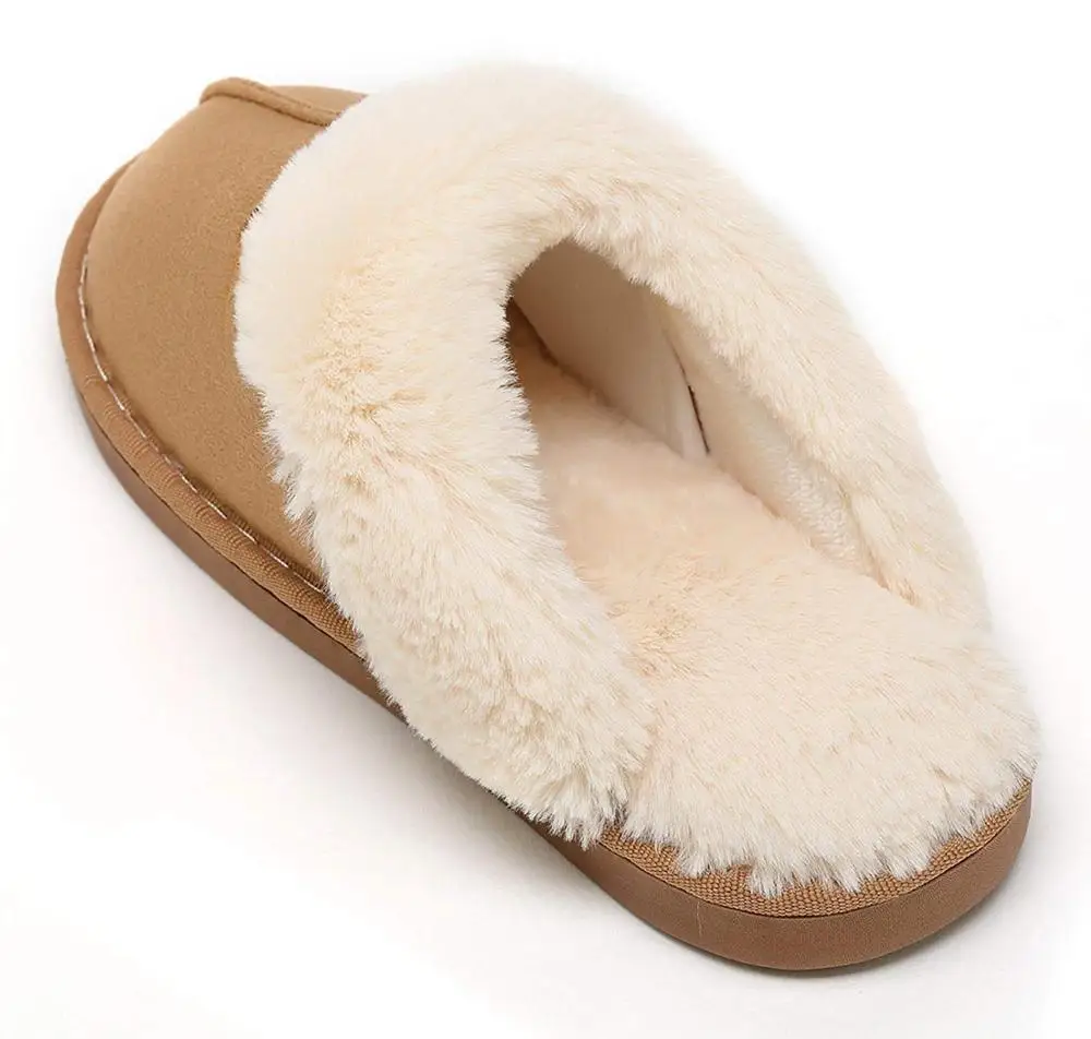 

women's slippers flat for men winter indoor fur slippers cheap sheepskin custom slippers drop shipping, Brown