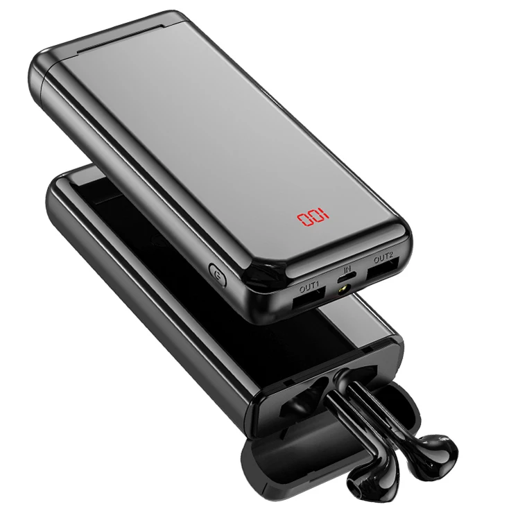 

K100 Touch Controller TWS Wireless Earphone Headphone with Big Power Bank 10000mah Charger Case for Smartphone
