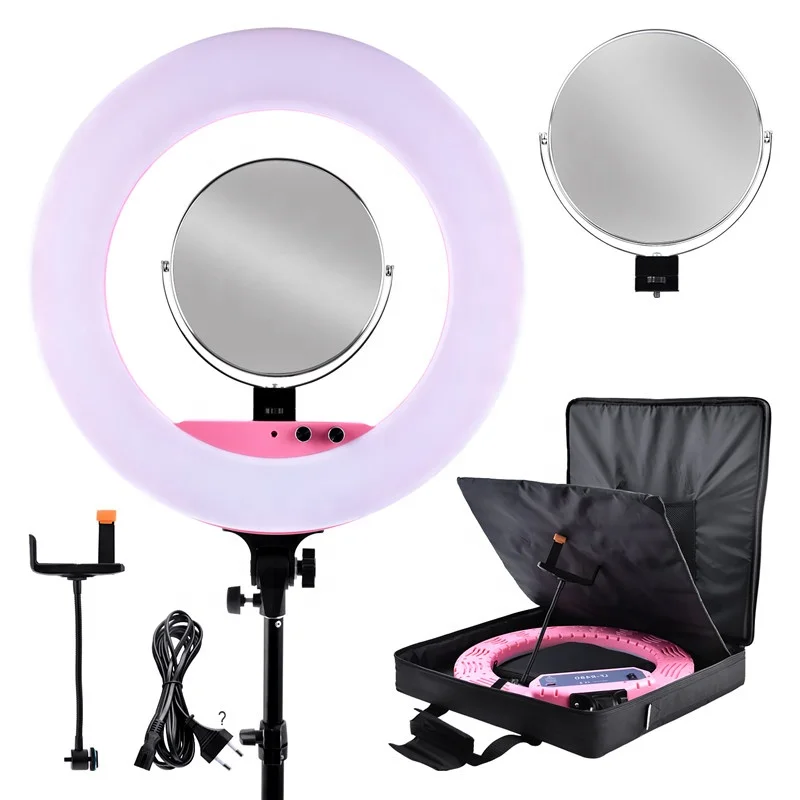 

led studio ring light 18inch 3200k-5600k 100W dimmable photographic lamp with tripod and bag video lighting equipment for beauty