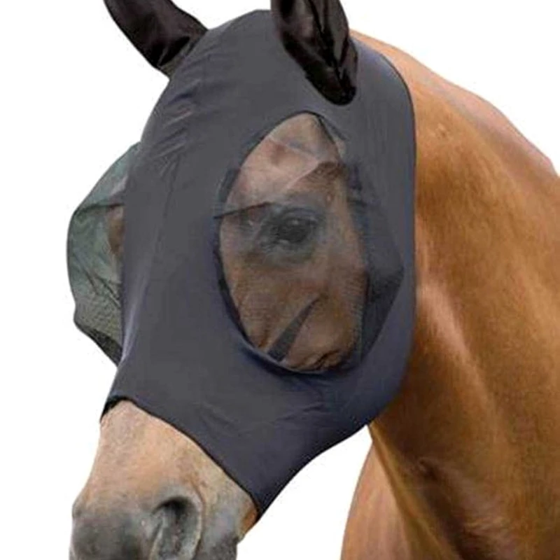 

1 MOQ Cheap Price Fly Horse mask veil Ears Horse protect Blue Black Pink Gray Purple elastic comfortable Lycra custom made