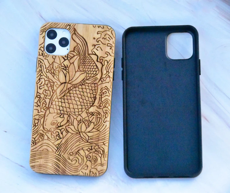 

1 batch = 5 Pieces Natural Real Bamboo Customize Design Engraving Bamboo Phone Case Cover For iPhone 13 12 11 SE X XS XR 6 7 8