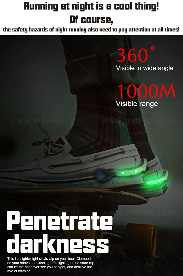 New Style Dot Light Led Running Shoe Clip Super Bright Led Light for Shoes Clip Rechargeable Luminous Shoe Accessory for Sport