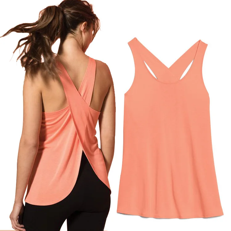 

Hot Sell ladies sexy sportswear Sleeveless shawl strap top nude color fitness vest body tank tops women