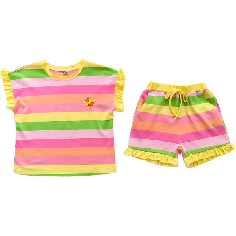 

1-5 years Summer rainbow two-piece children's clothes