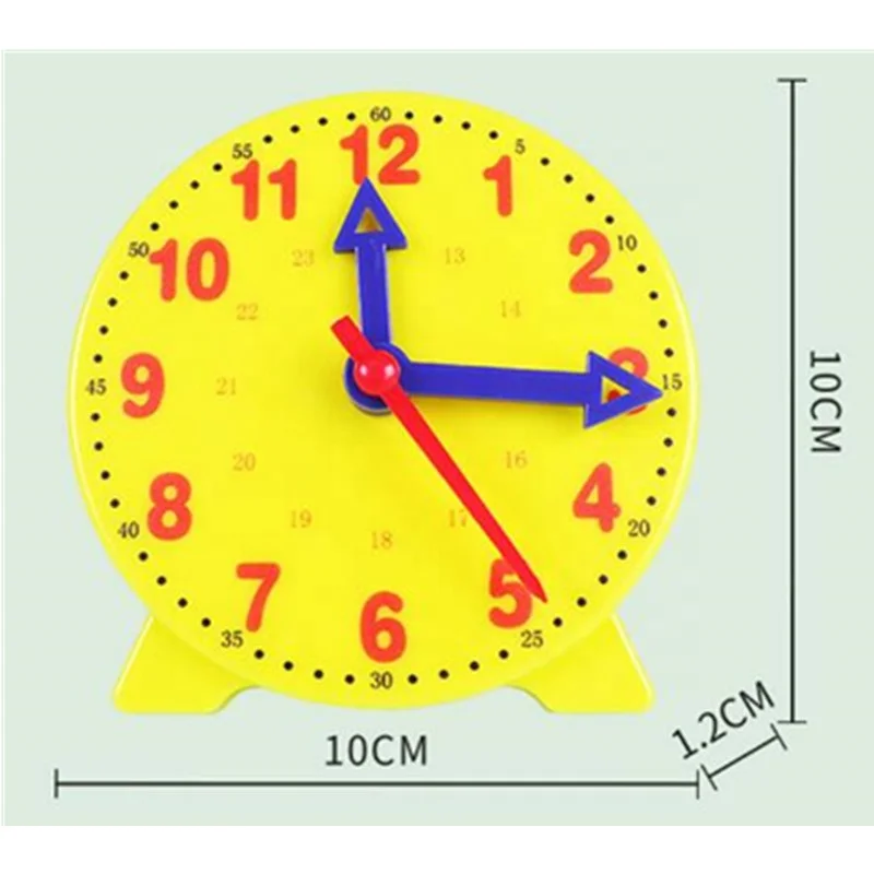 Yellow Plastic Demonstration Clock For Kids To Tell Time Student Clock