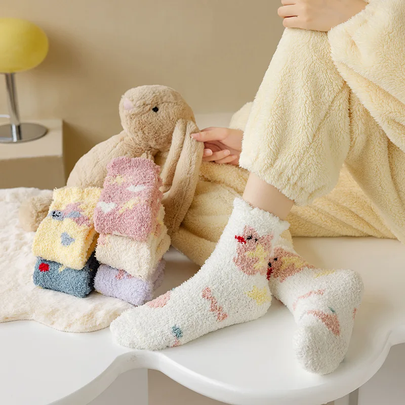 

Jingwen OEM Calcetines De Piso Winter Fuzzy Cute Thermal Socks For Winter