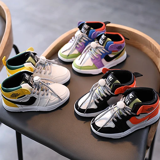 

Children light sport shoes kids A J high-cut basketball style shoes