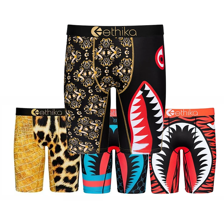 

2021 Quick-drying anti-static breathable cool ethika boxer underwear psd digital printed boxer underwear, Customized logo