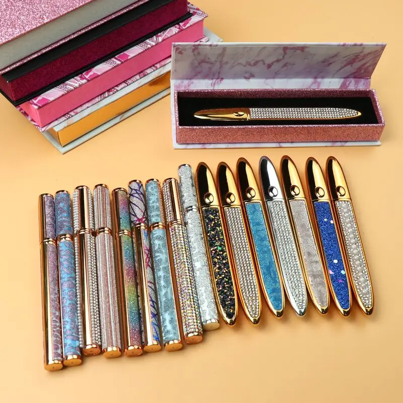 

Private label bright colorful packaging cat stencil felt tip liquid lash glue eyeliner glitter pen, Black color