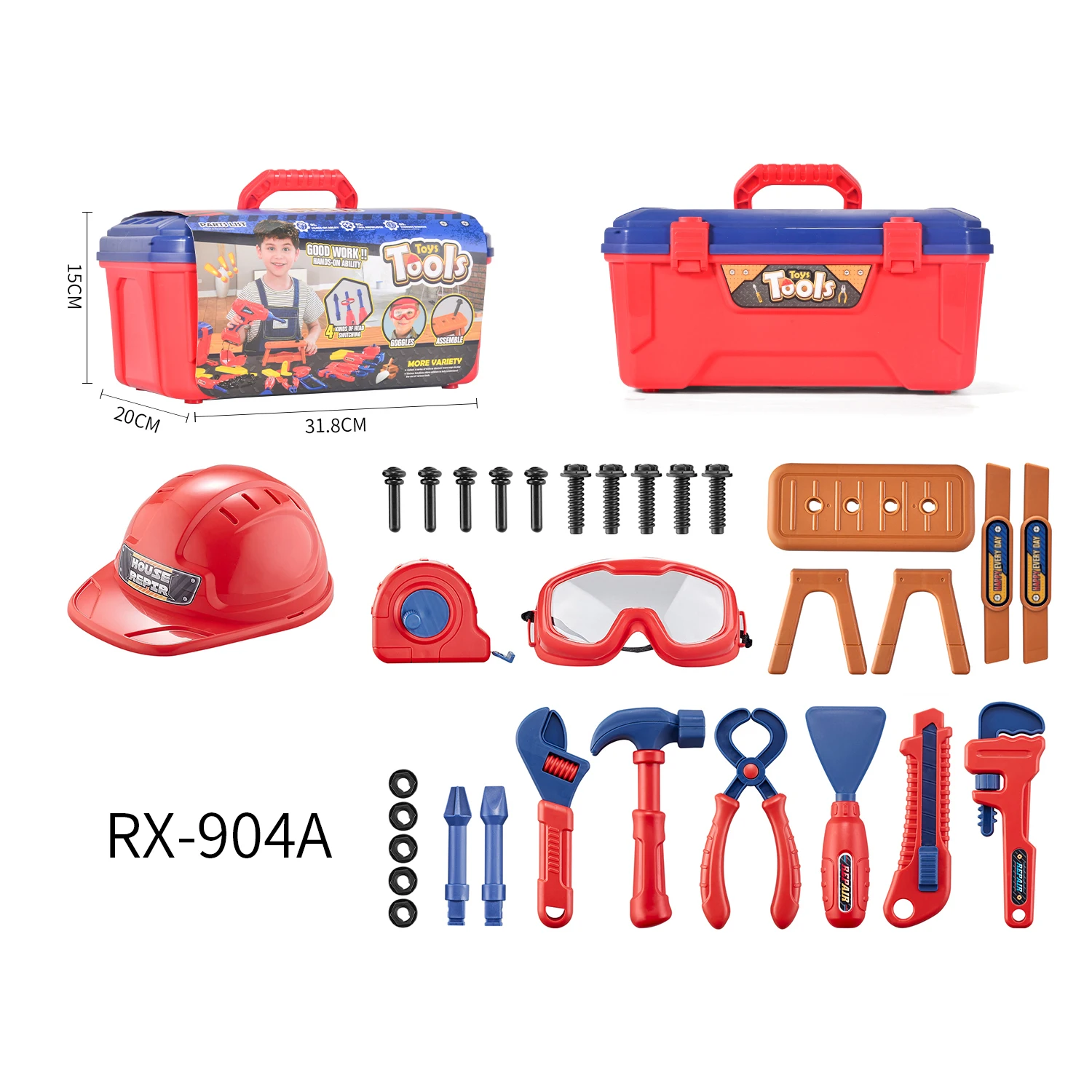 Factory Outlet Children's Toolbox Engineer Simulation Repair Tools Pretend Toy Electric Drill Screwdriver Kit Play Tool Toy Box