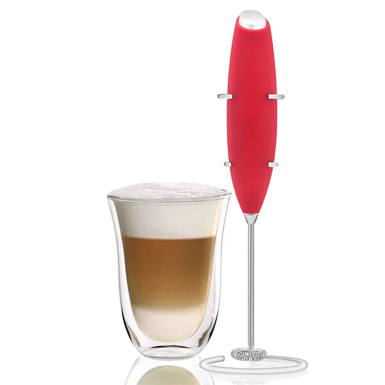 

T208 Coffee Frother Foamer Whisk Mixer Stirrer Egg Beater with Stand Mini Handheld Milk Coffee Egg Whisker Electric Milk Frother, Black,red,purple