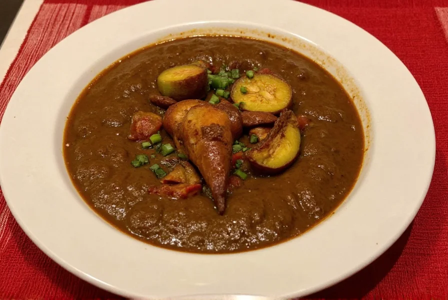 Serving mole sauce over a plate of enchiladas