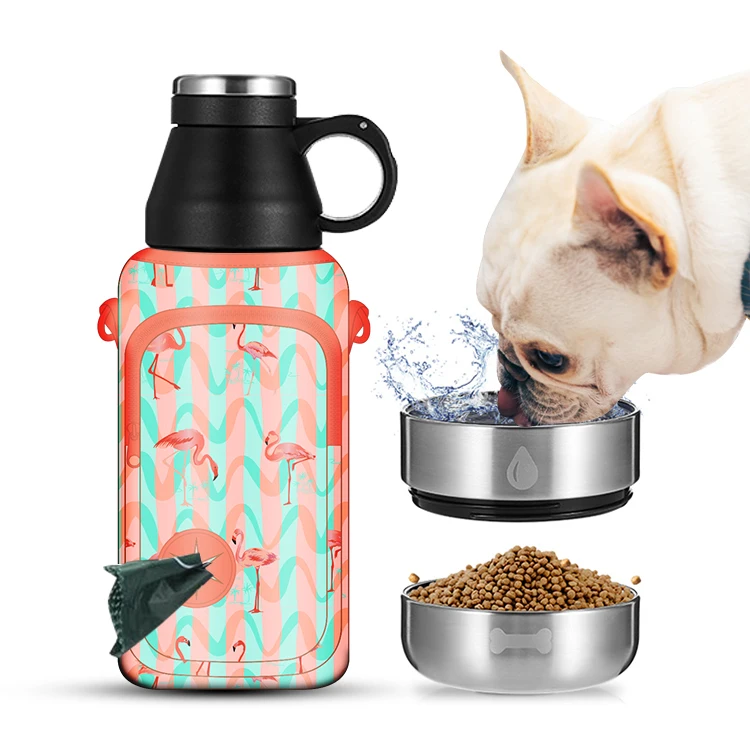 

Hot Selling Custom 32/64oz Double Wall Vacuum Insulated water bottle Stainless Steel Dog outdoor Bowl Pet Feeder Bowls, Customized color