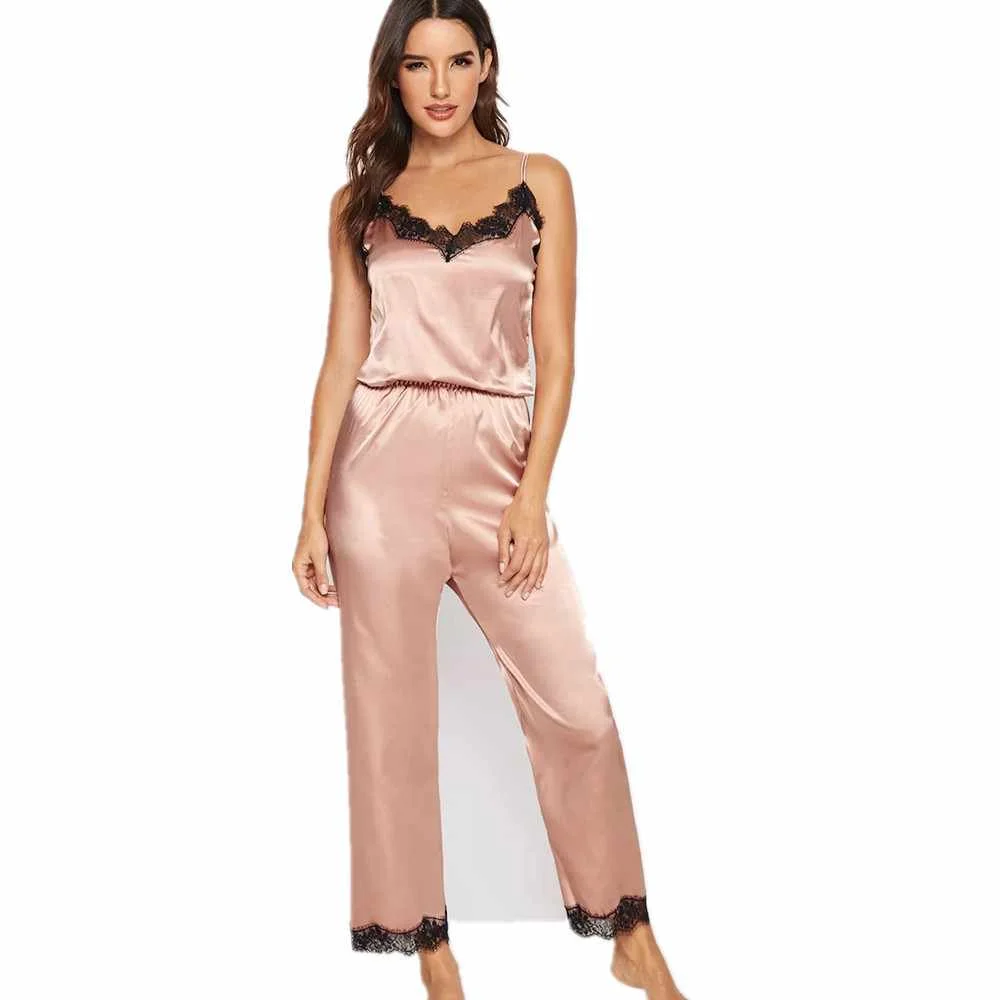 

Pyjama Sets Women Lace Wholesale Satin Sling Les Chemise De Nuit Pijamas Satin Sleepwear