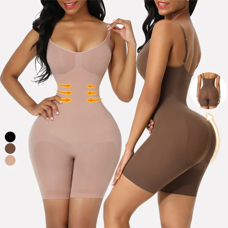 

Body Plus Size Women Shaper Fajas Shapewear Colombianas Tummy Control Full Seamless Waist Shapers Slimming Shaping Bodysuit, Skin and black brown