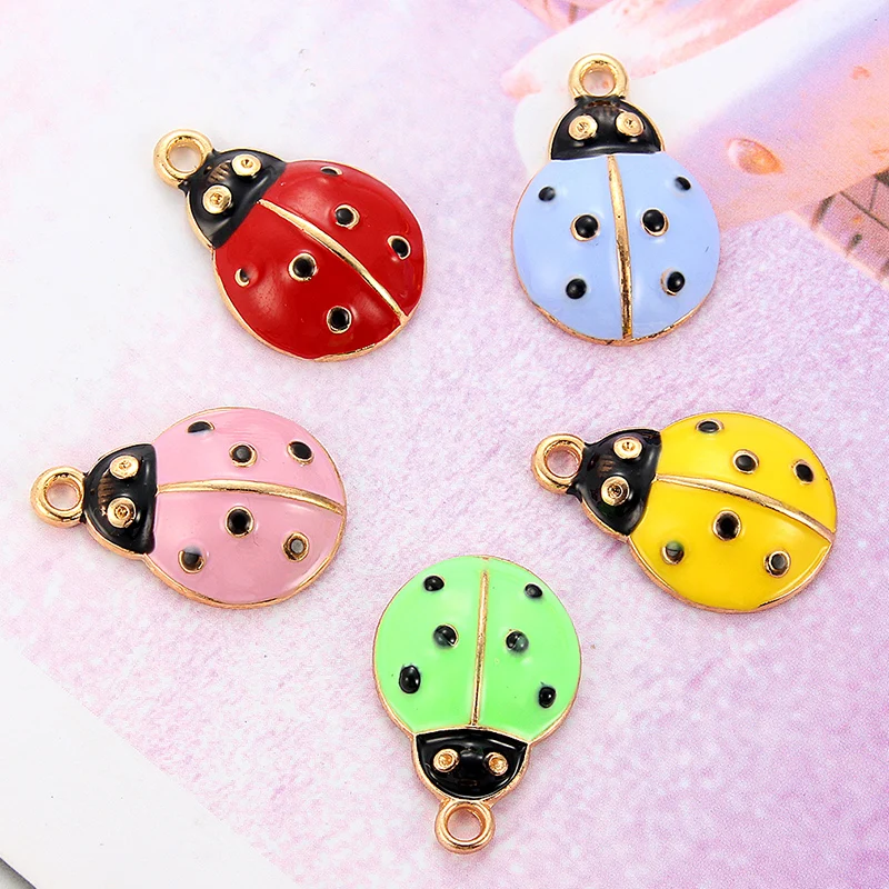 

Mixed colour seven star ladybug pendant accessories enamel amulet craft DIY earrings necklace bracelet jewellery