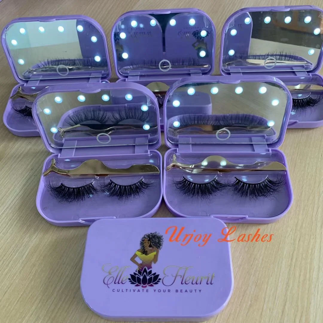 

Interesting led light mirror lash case high quality 6 colors for mink lashes with custom logo package wholesale price vendor, Natural black