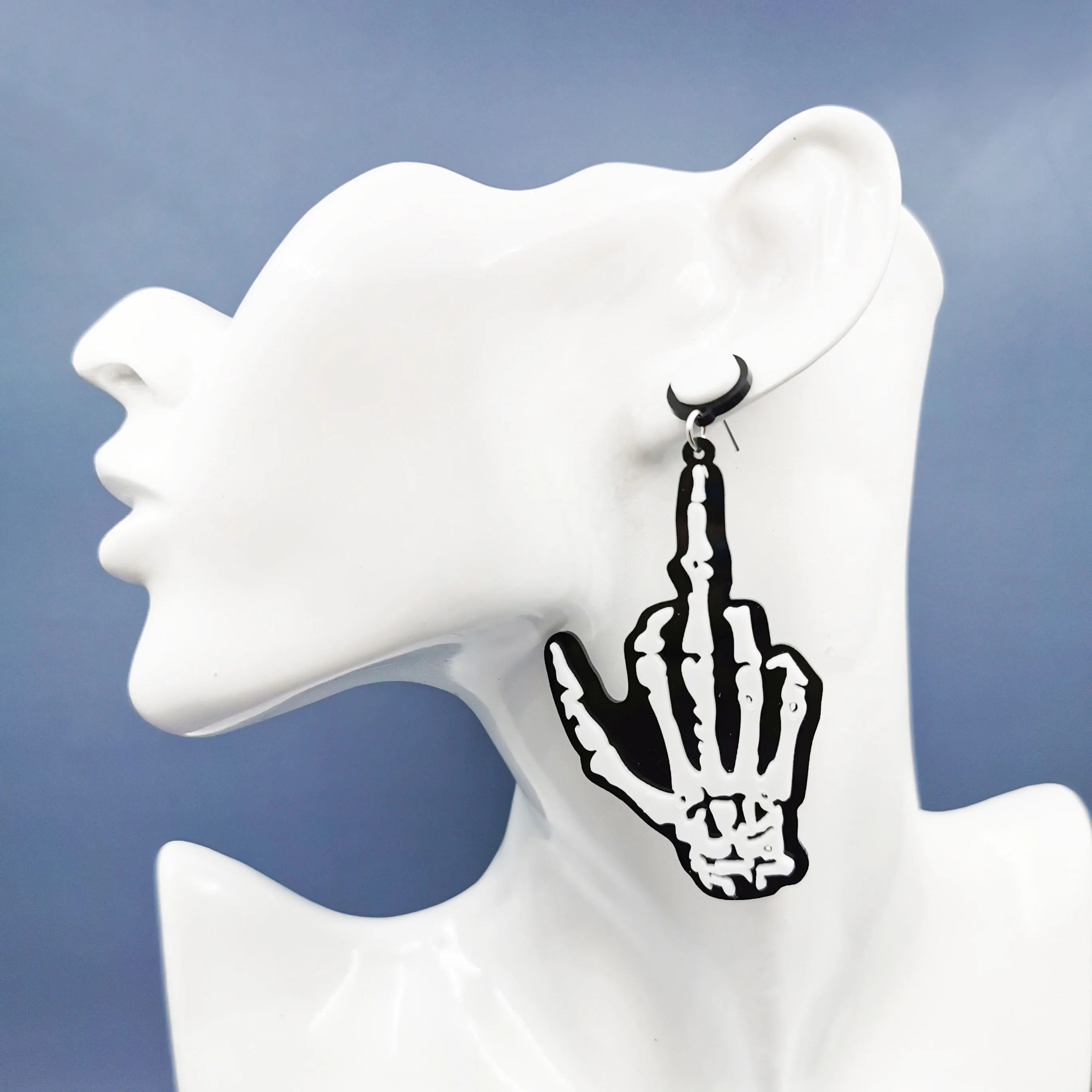 

ZY0932 New Fashion Skull Bone Acrylic Chunky Earrings Halloween Accessories Earring Jewelry for Men, Customized color